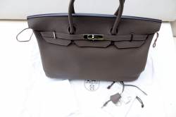 BIRKIN Bag 40 | Etoupe | Palladium Hardware | Leather | April 2016 photo 11