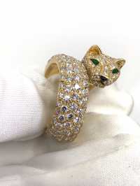 Panthère de Cartier Ring | Yellowgold | app. 6.5 ct Pavè | Diamond Emerald Onyx photo 6