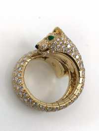Panthère de Cartier Ring | Yellowgold | app. 6.5 ct Pavè | Diamond Emerald Onyx photo 7