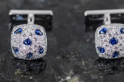 Panthère de Cartier Cufflinks | Diamonds and Sapphires | 18k Whitegold photo 3