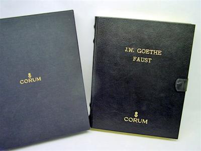 pre owned CORUM very special Watch Box for Model Golden Book J.W. Goethe FAUST with Carton & Insert