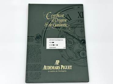 pre owned AUDEMARS PIGUET Certificate and Warranty Book for the Watch model Royal Oak Dual Time in Steel