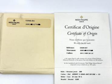 pre owned PATEK PHILIPPE Certificate for the ADVANCED RESEARCH Annual Calendar